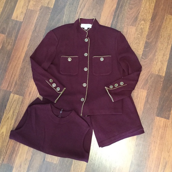 St. John Dresses & Skirts - Amazing Burgundy St John 3-piece Skirt Suit!